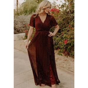 NWT Baltic Born Grace Sparkle Sequin Wrap Gown Maxi Dress Mulberry XXXL